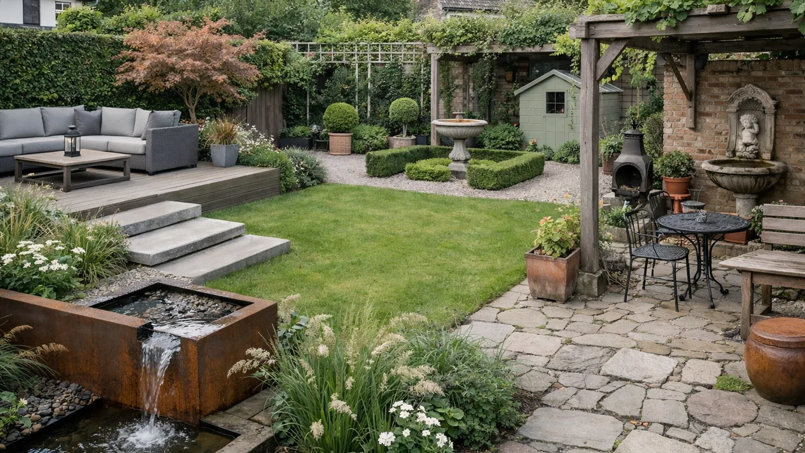 Ein privat genutzter Garten mit mehreren guten Einzelideen, denen eine klare Gesamtstruktur fehlt.