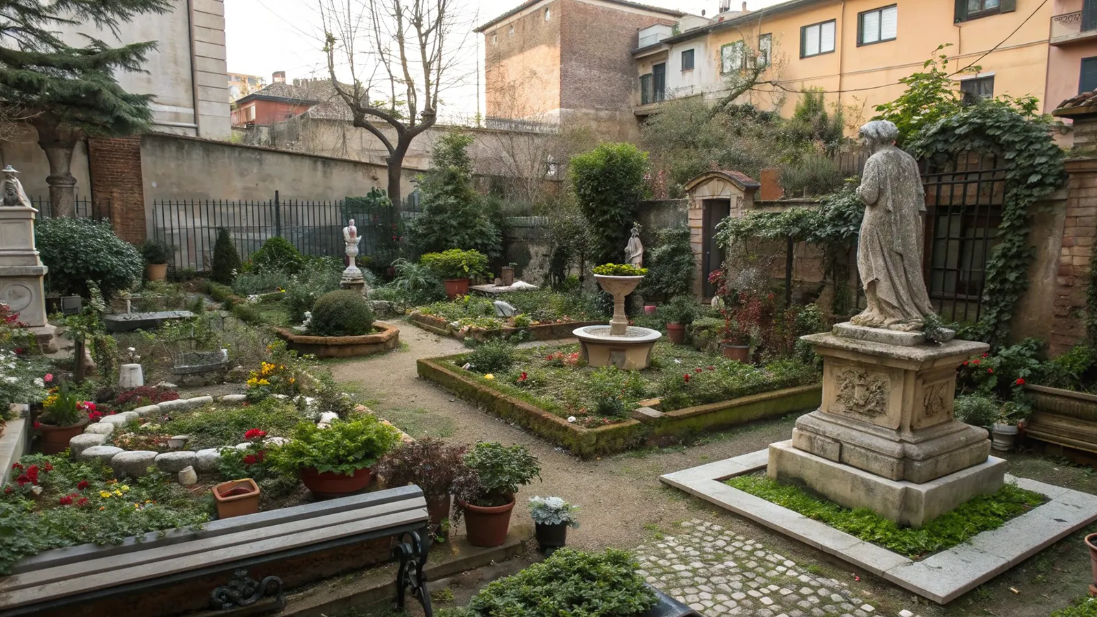 Ein kleiner Garten, der durch zu viele gleichzeitige Nutzungsansprüche überladen wirkt.